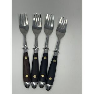 Washington Forge Innsbruck Rosewood Handle Brass Rivet Salad Forks 7” Set Of 4